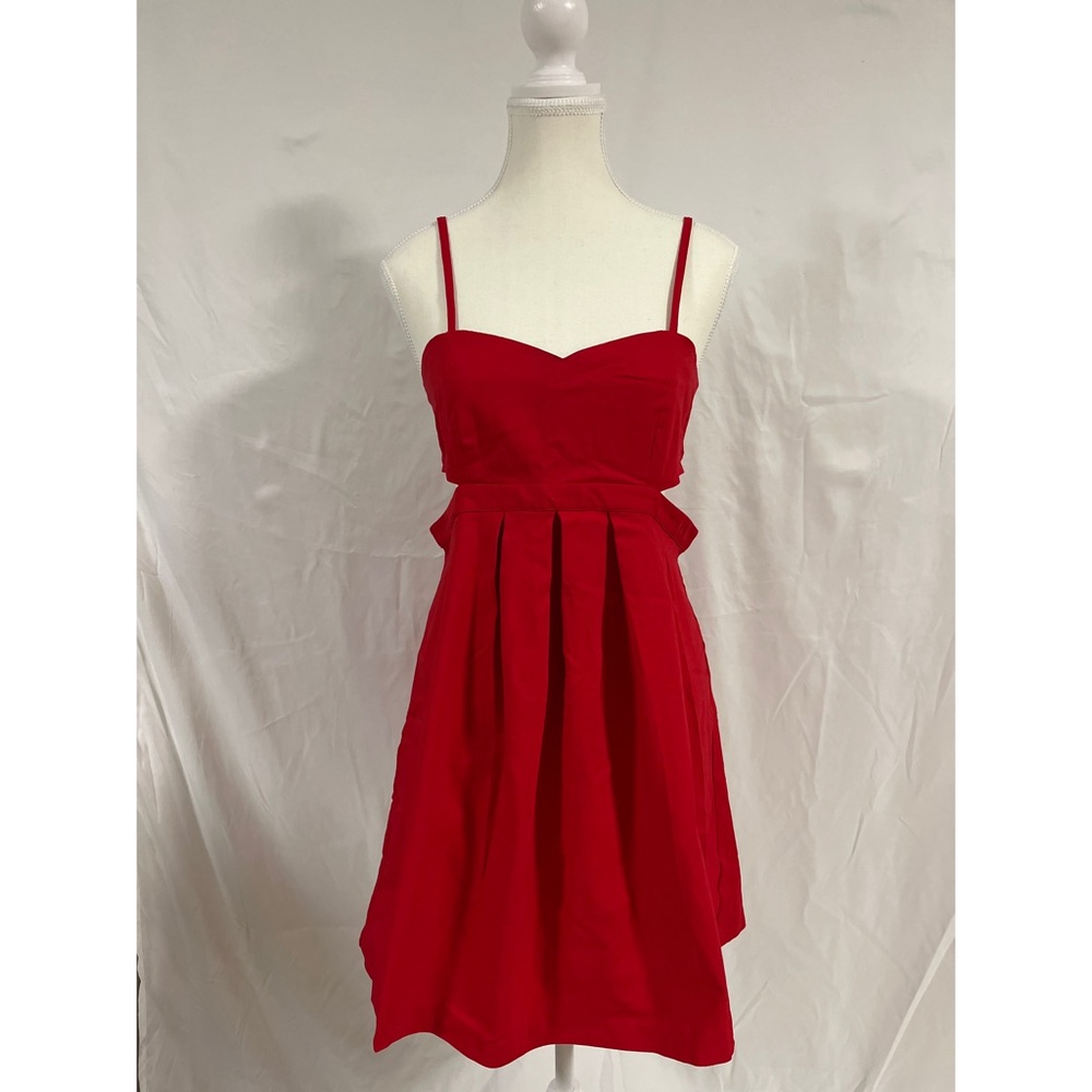 Urban Outfitters Sparkle & Fade Red Pleated Mini Dress w/ Sweetheart Neckline